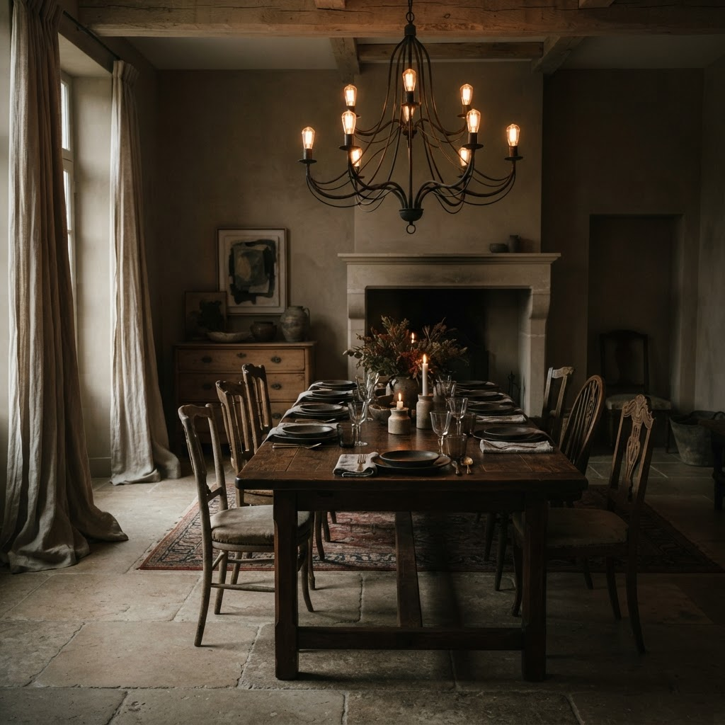 Moody dining room interior by Kristina Holliday Design